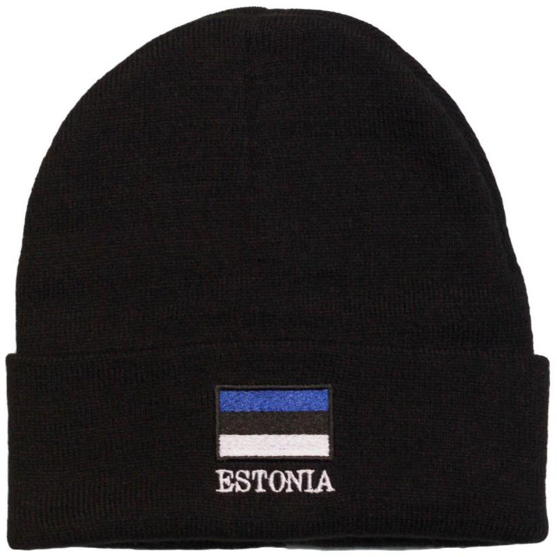 kootud müts Eesti lipp (must)