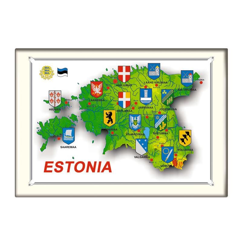 magnet Estonia maakaart vappidega
