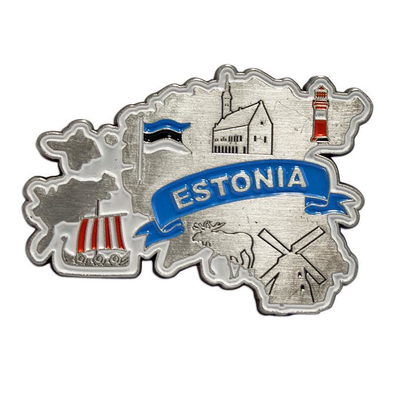 magnet Estonia maakaart sümbolitega (metall)