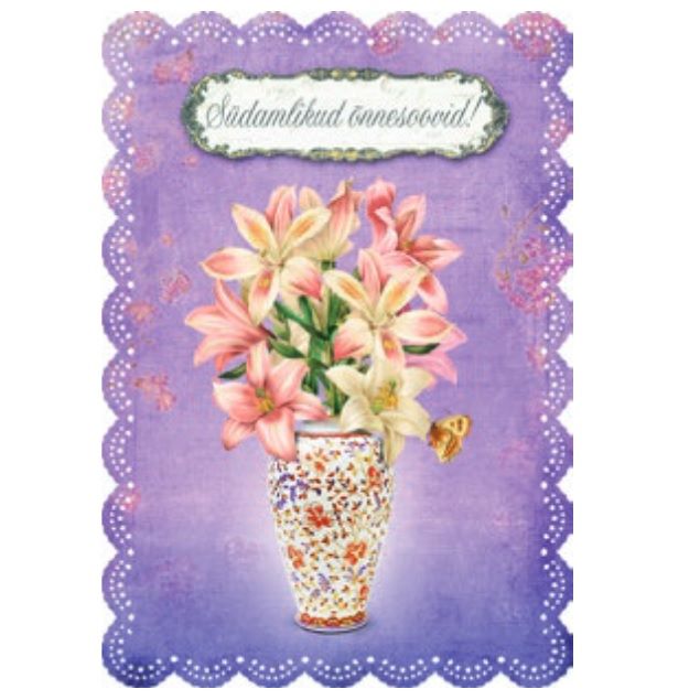 õnnitluskaart (romantiline) lilled, Südamlikud õnnesoovid!