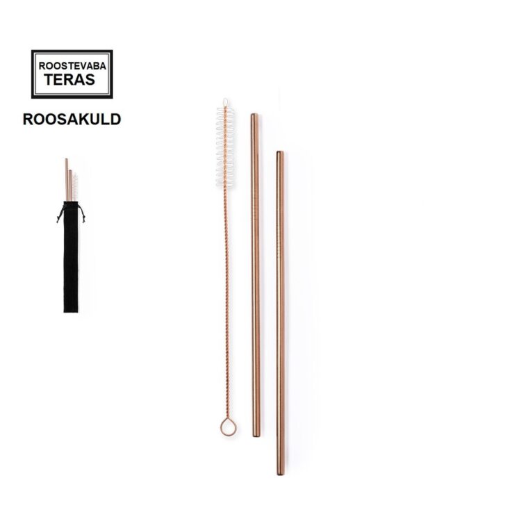 joogikõrred 2tk (kaasaskantav, metall roosakuld)